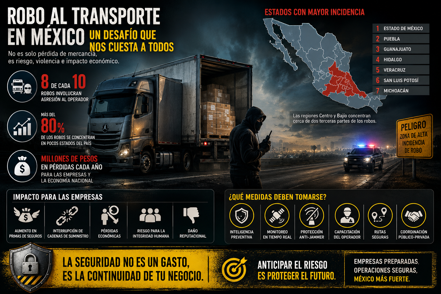 El robo al transporte de carga en México